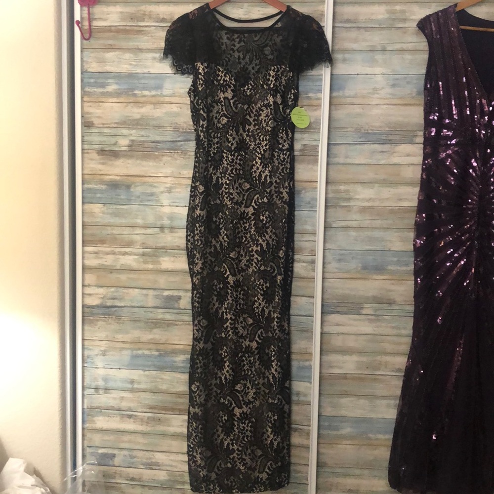 Black lace long gown